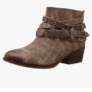 Naughty Monkey Bohemian Style Anchorage Taupe Leather Upper Ankle Boots